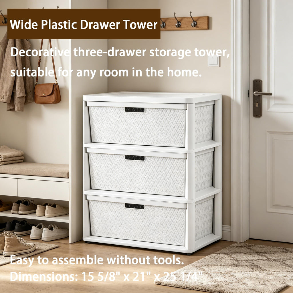 White 3 Drawer Plastic Storage Organizer G101942