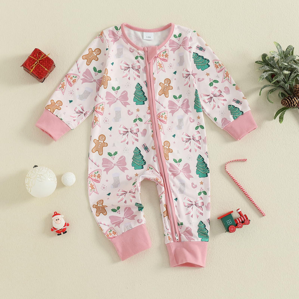 Newborn Christmas Zipper Jumpsuit Romper A735195