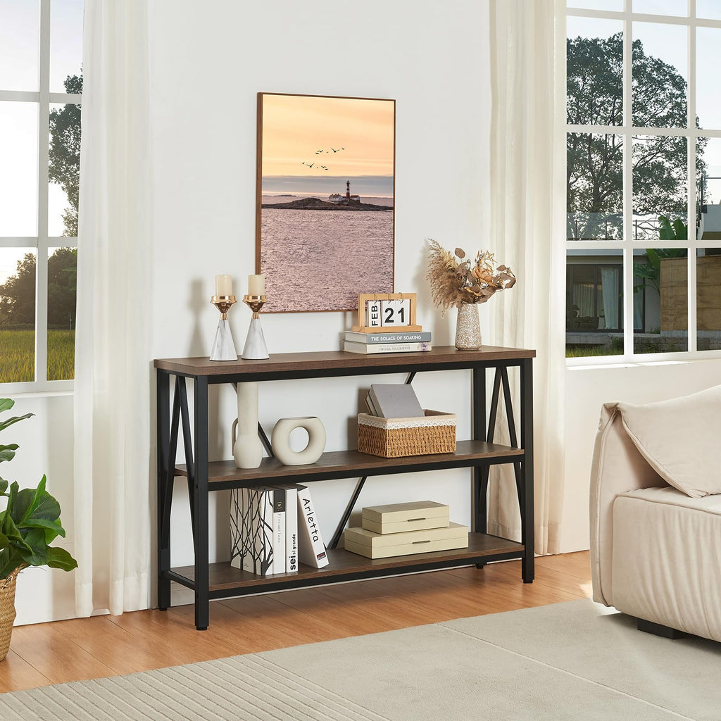 Brown 3 Tier Console Table with Open Shelves F1174