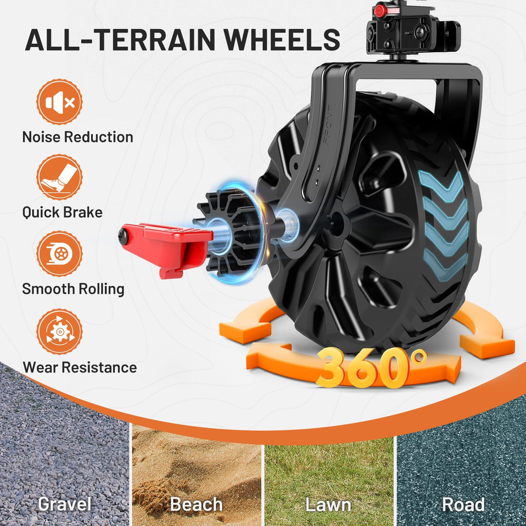 26" Extra Wide All Terrain Folding Wagon with Big Wheels, Cargo Net & Tailgate, 400lbs Heavy Duty Collapsible Cart, Black J785