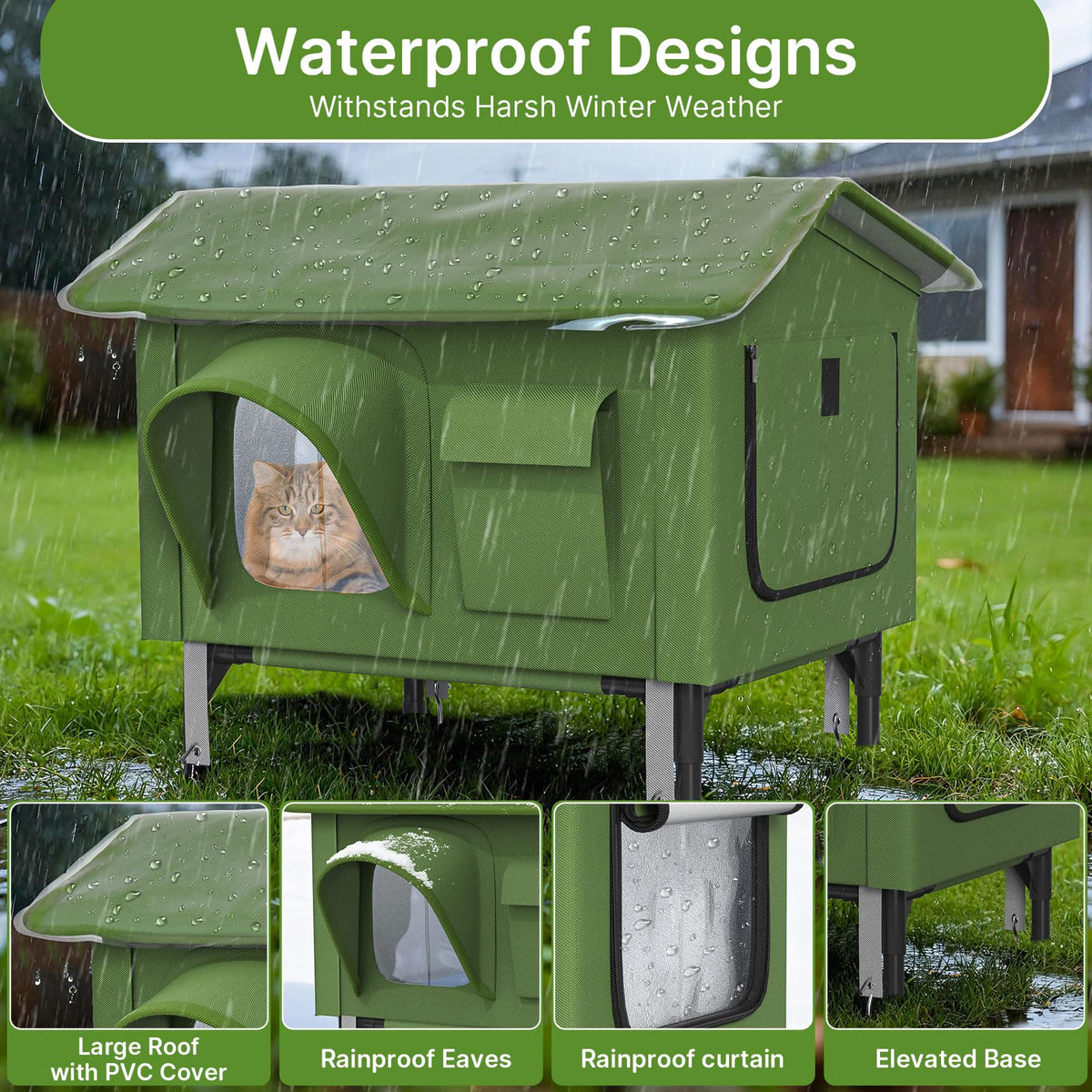 24" Heated Cat House with Escape Door K426545