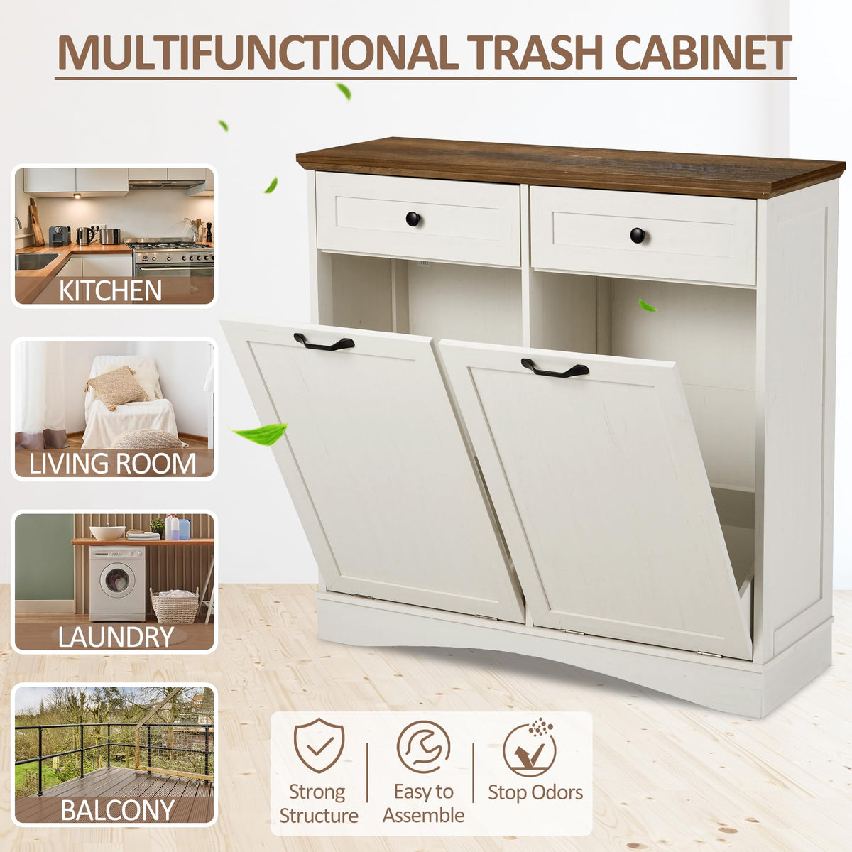 Antique White Tilt Out Trash Cabinet M707