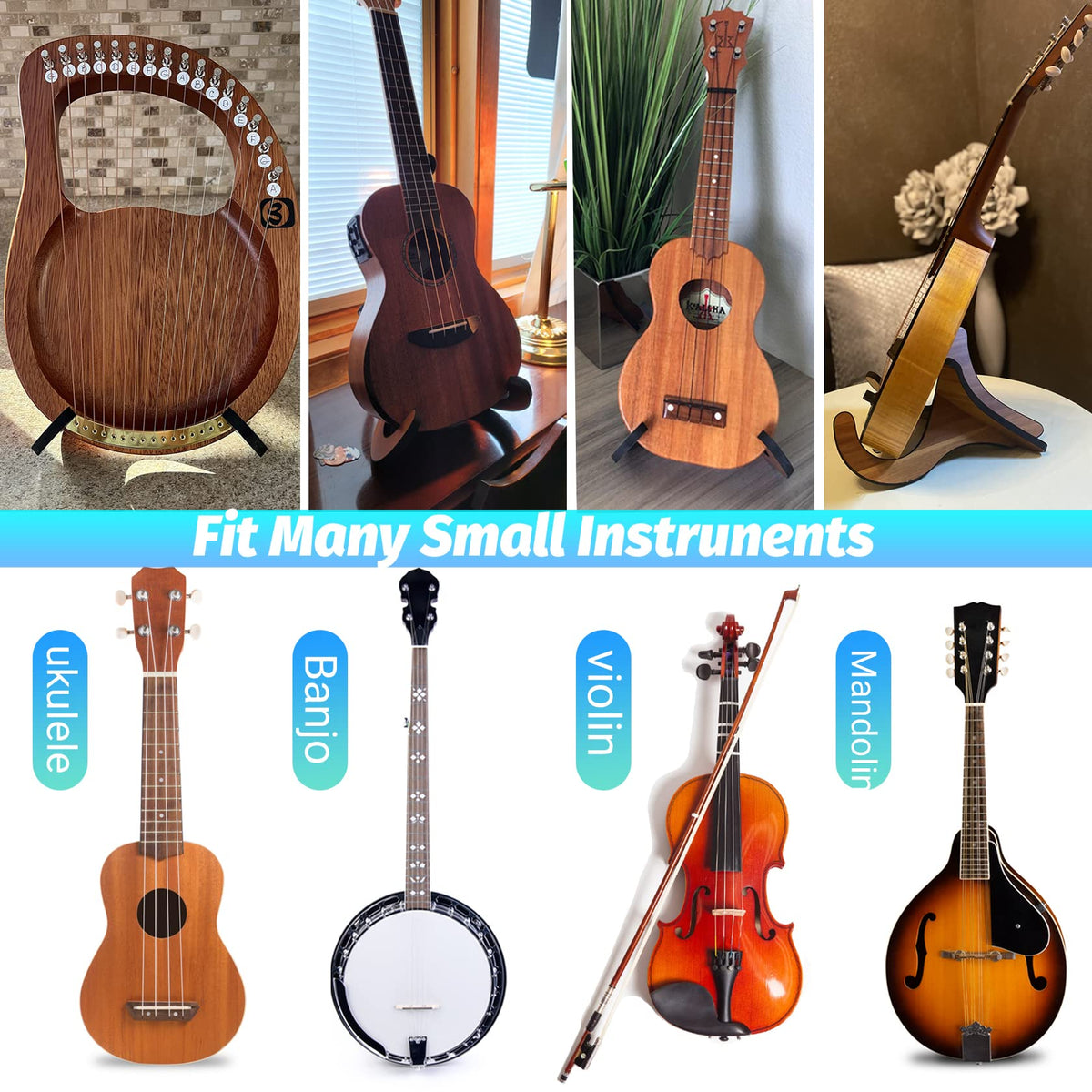 Folding Wood Ukulele Stand I5638