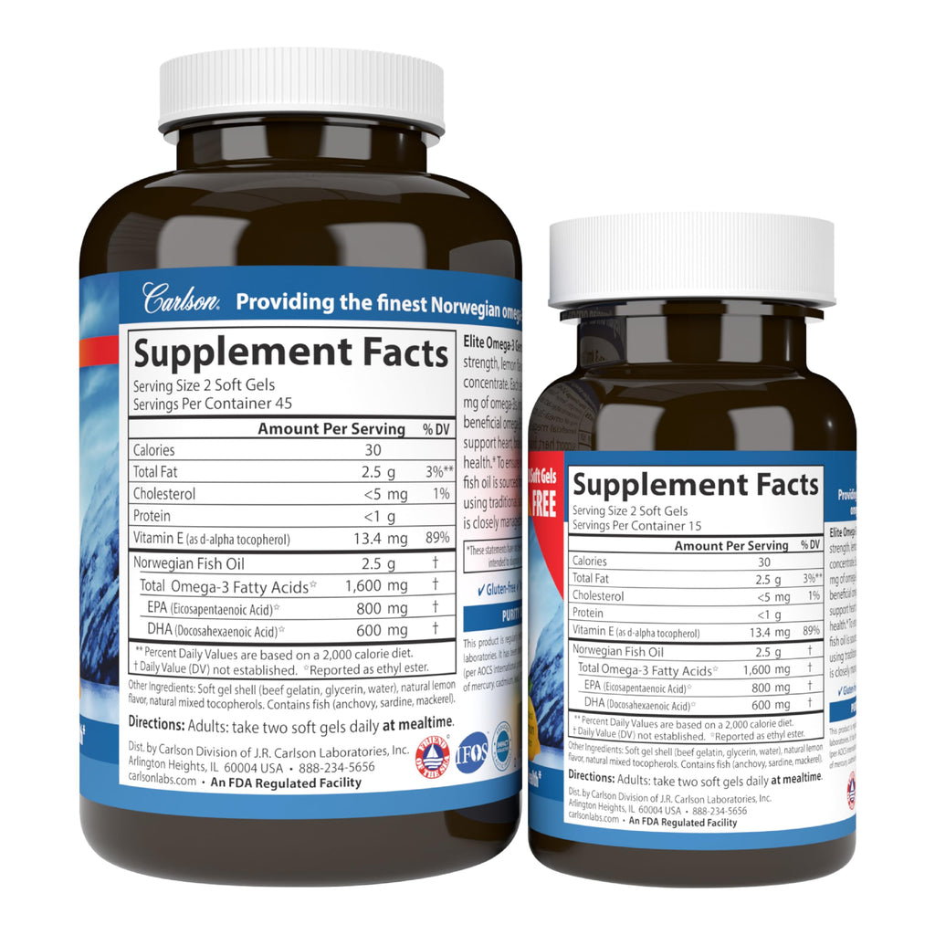Omega-3 Fish Oil 1600 mg Lemon 90 Softgels D444311