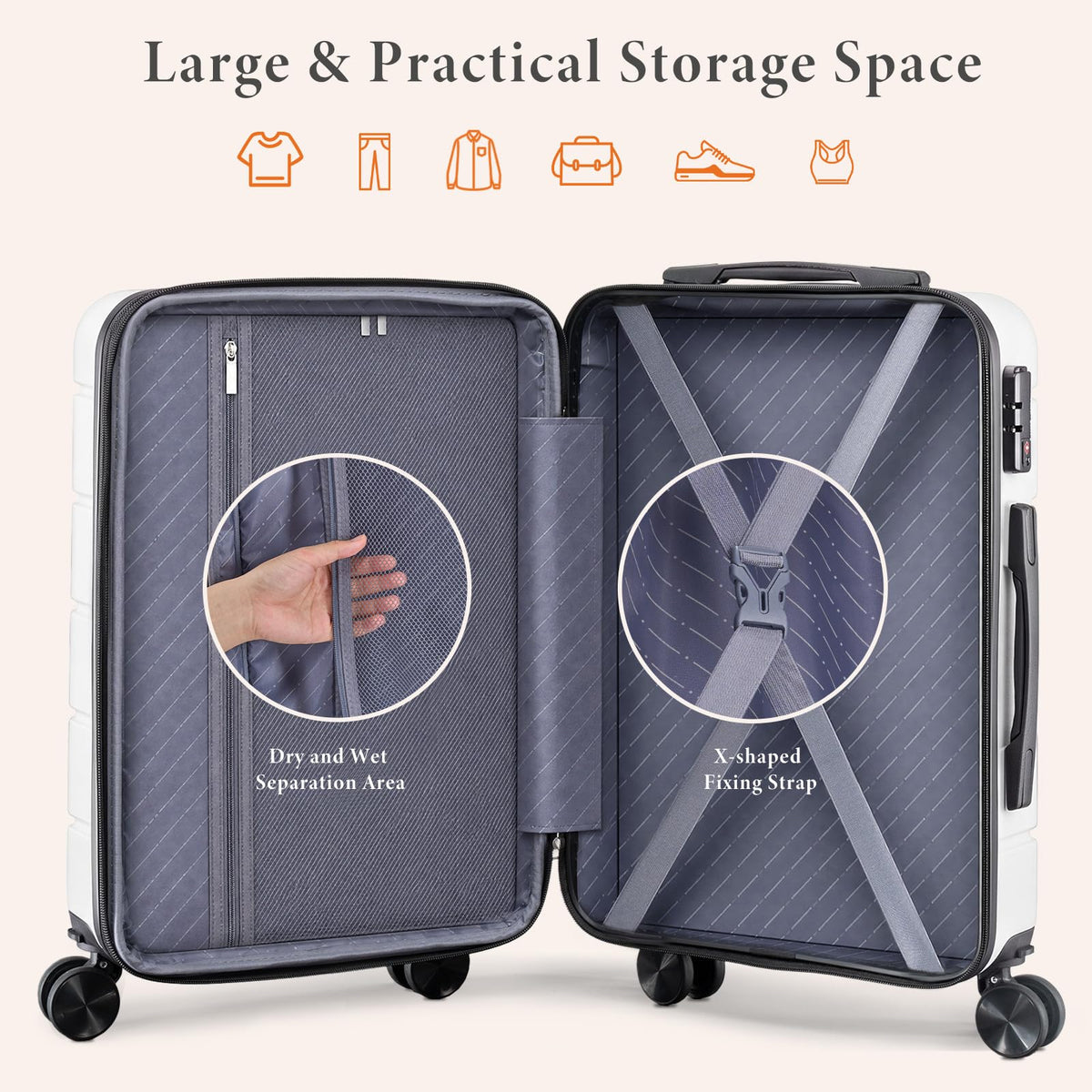 20 Inch Carry On Luggage with Spinner Wheels V228
