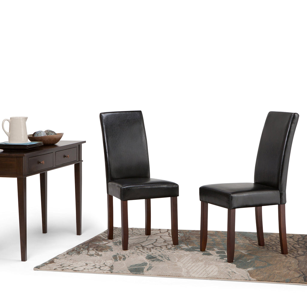 Black Vegan Leather Dining Chairs Set of 2 W7879
