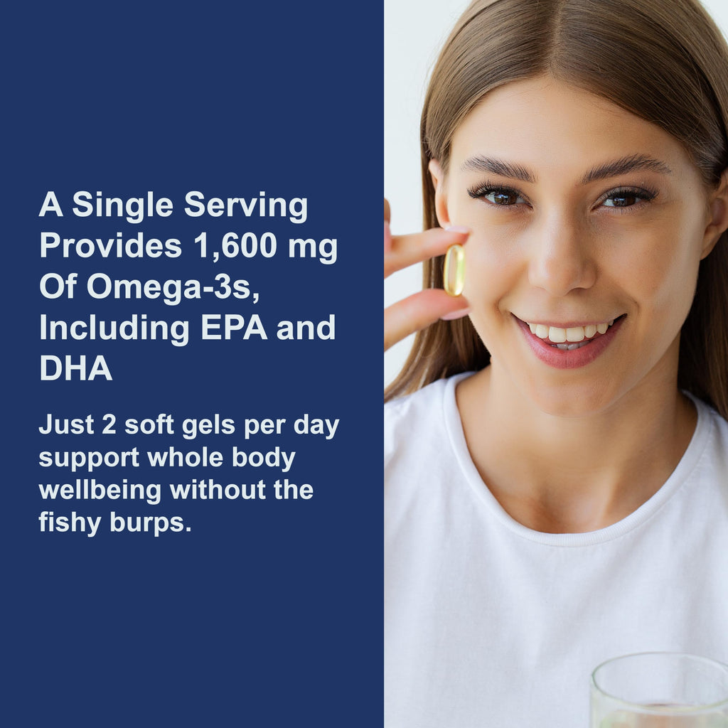 Omega-3 Fish Oil 1600 mg Lemon 90 Softgels D444311