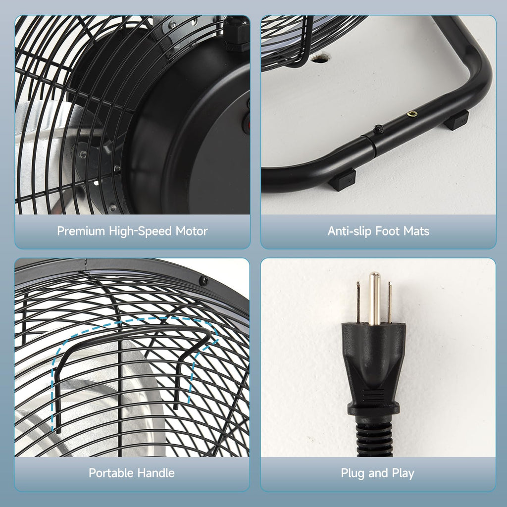 20" High Velocity Metal Floor Fan with Light D45313