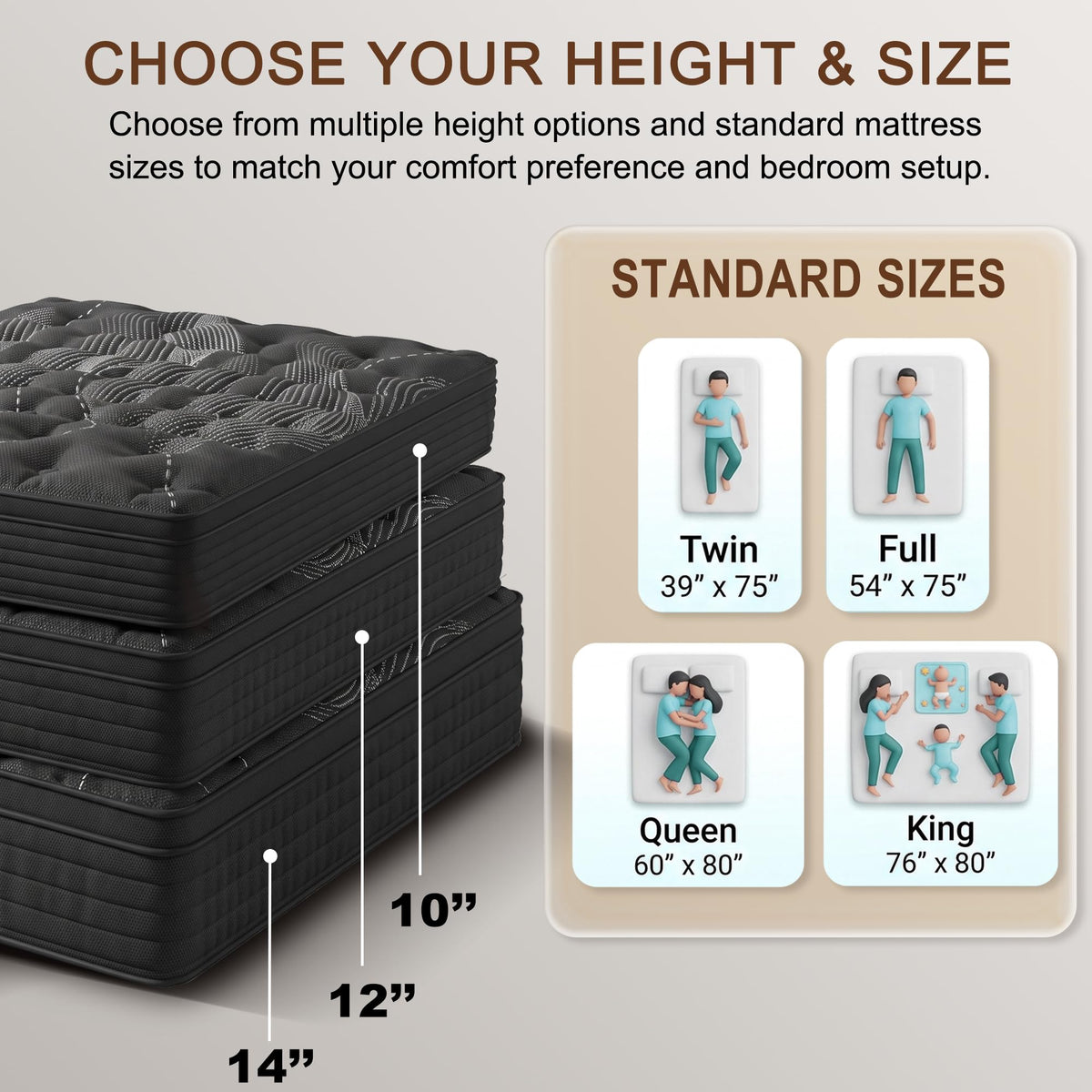 Full Size 12 Inch Hybrid Memory Foam Mattress N4376