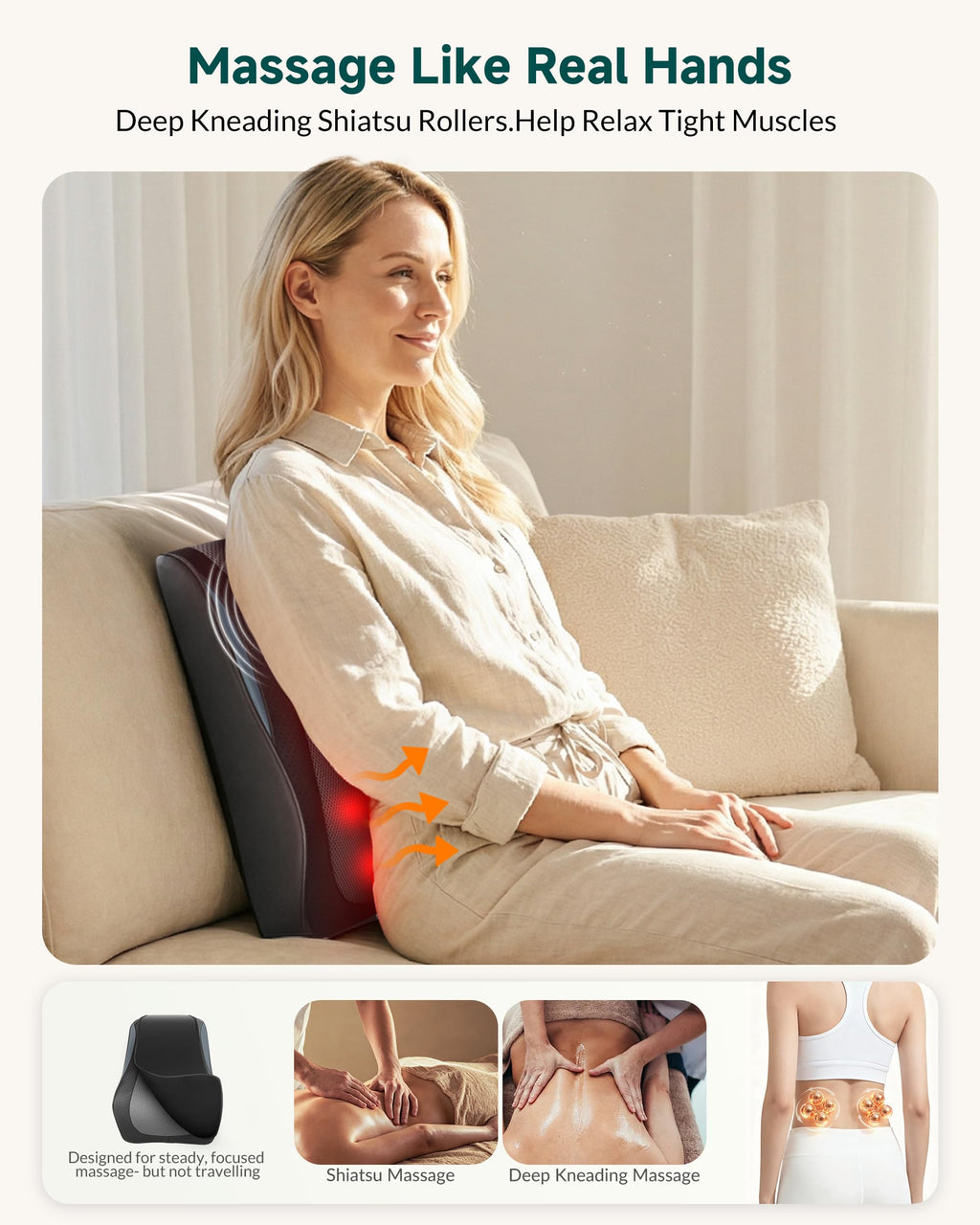 4D Shiatsu Neck Massage Pillow with Heat C40680