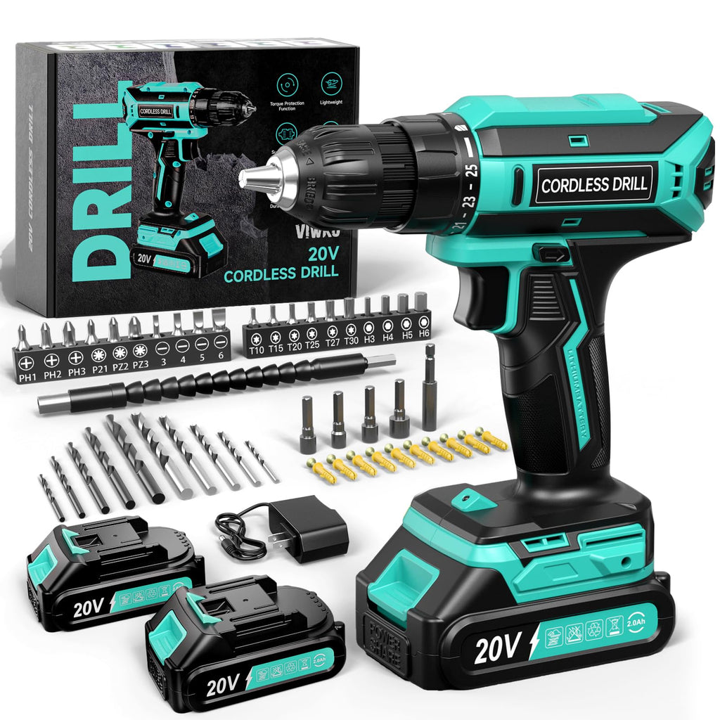 20V MAX Cordless Drill Set with 2 Batteries & Charger Q156