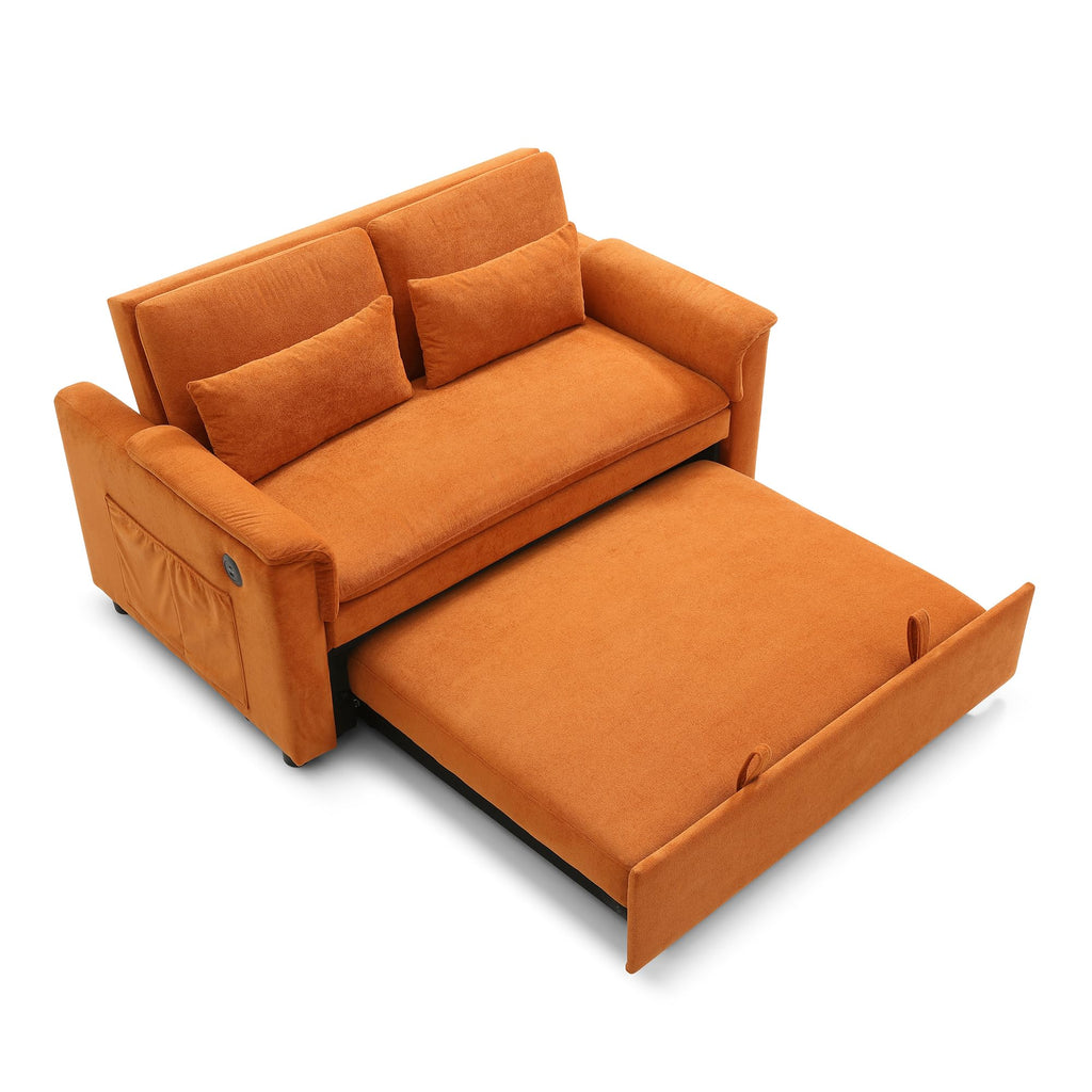 Orange Velvet Sleeper Sofa M499