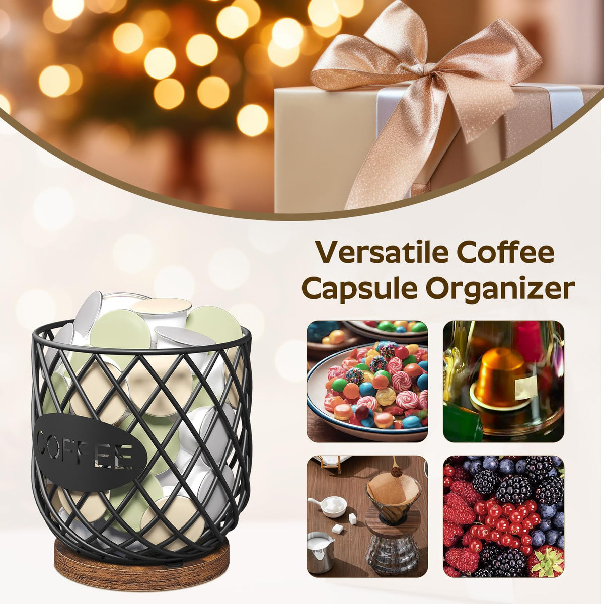 Compatible with K Cup & Nespresso Vertuo Pods Coffee Pod Holder Organizer L1823