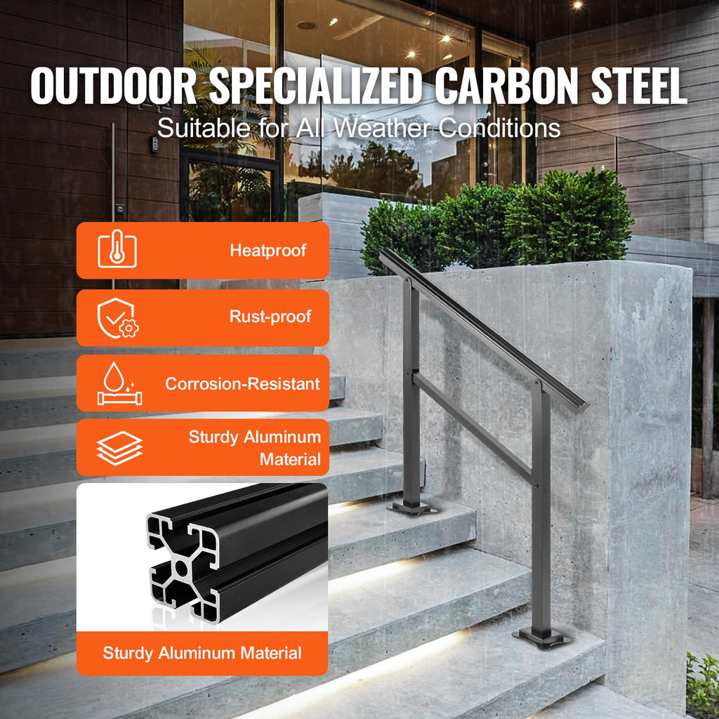 Aluminum Outdoor Stair Handrail 36 x 35 for 2-3 Steps O28923