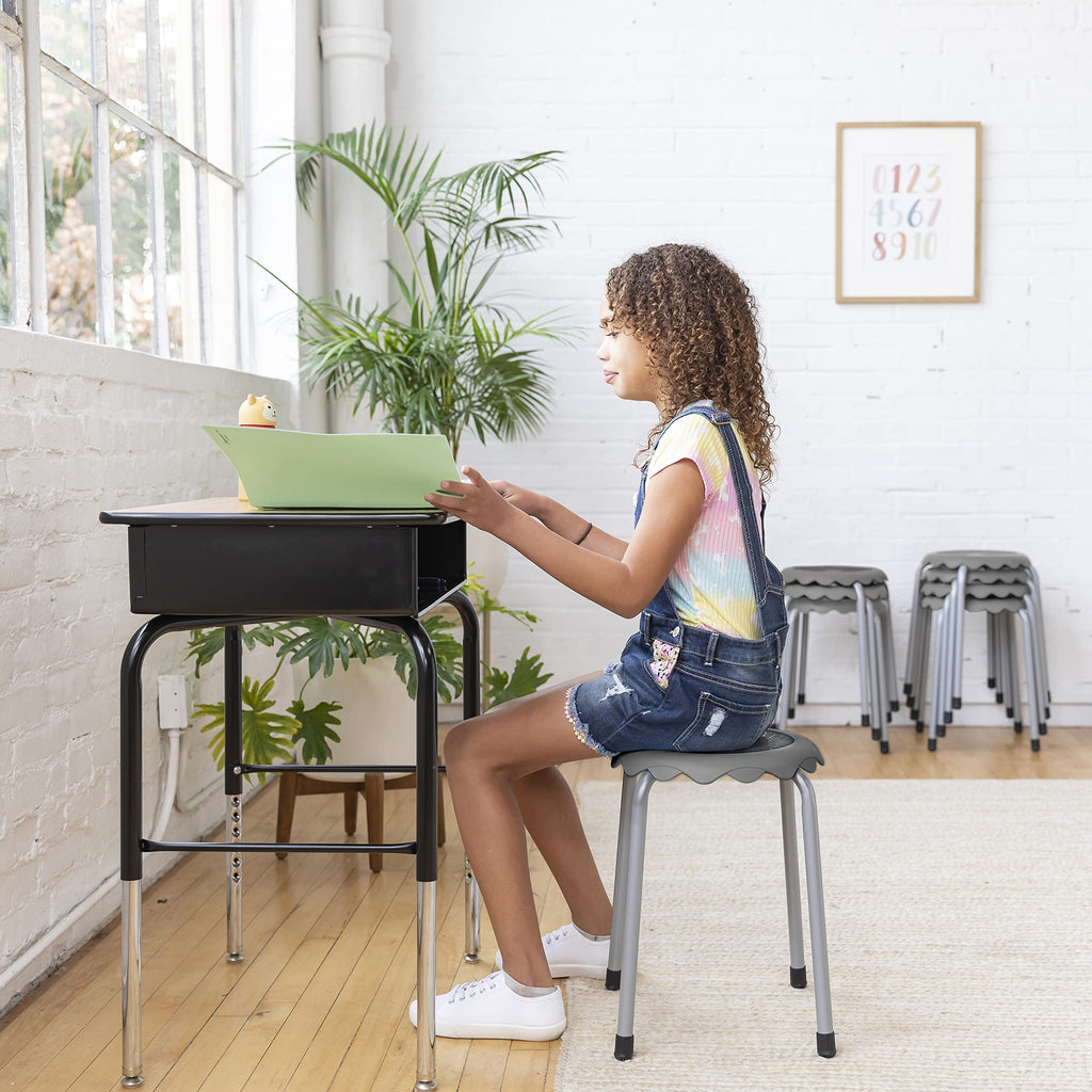 Grey 8-Piece Stackable Stool Seating Set H5582