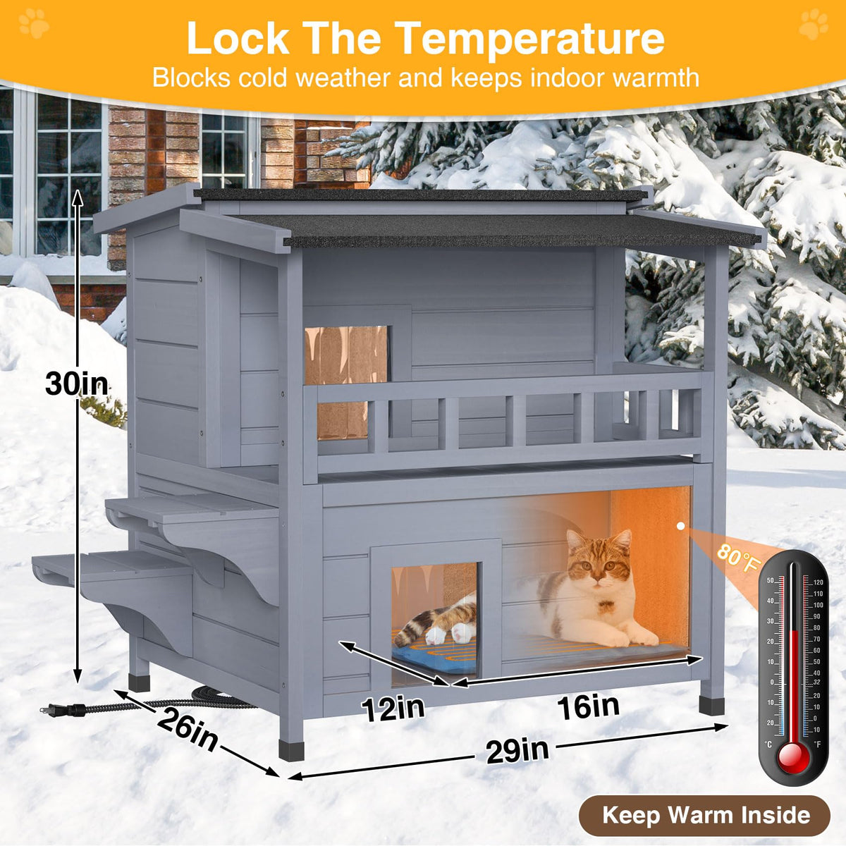 Wooden Heated 2-Story Cat House A186349