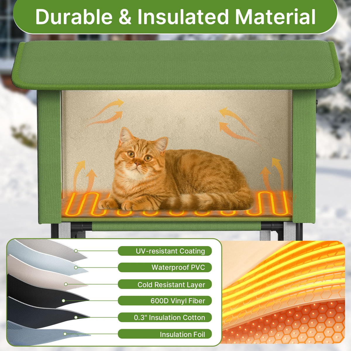 24" Heated Cat House with Escape Door K426545