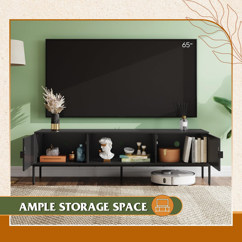 Black TV Stand with Metal Legs D713