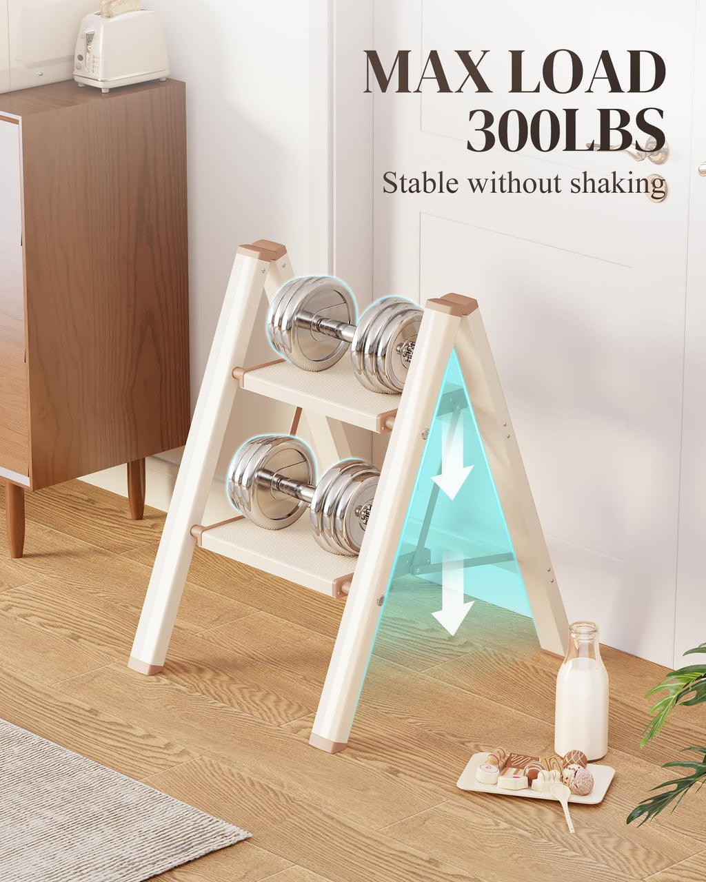 Foldable Aluminum 2 Step Ladder W57044