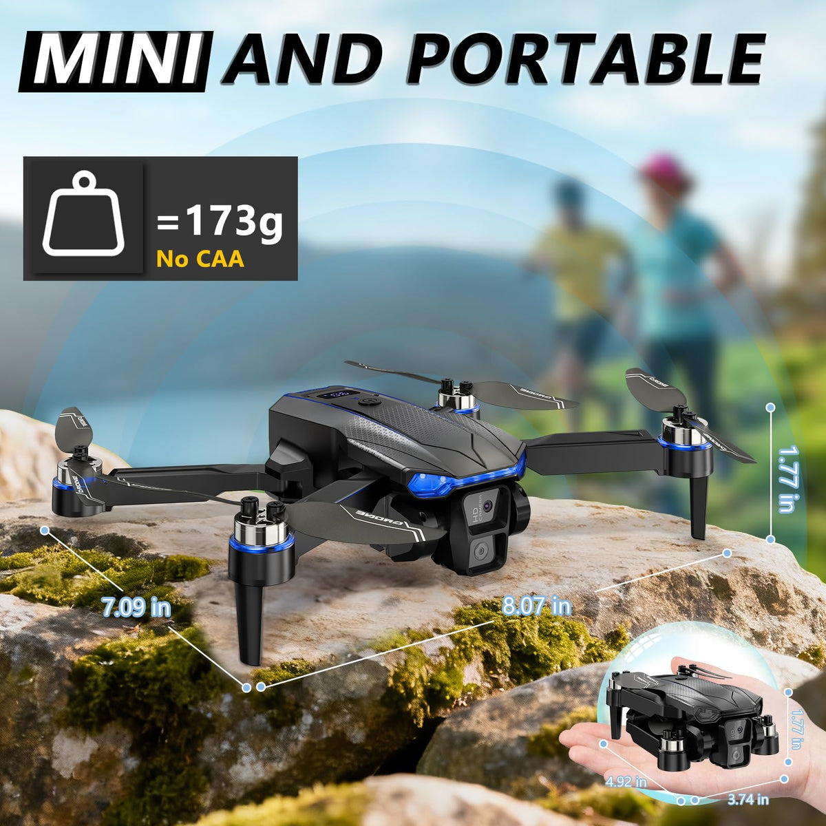 Foldable Mini FPV Drone with 1080P Camera, Carrying Case, 2 Batteries P70547