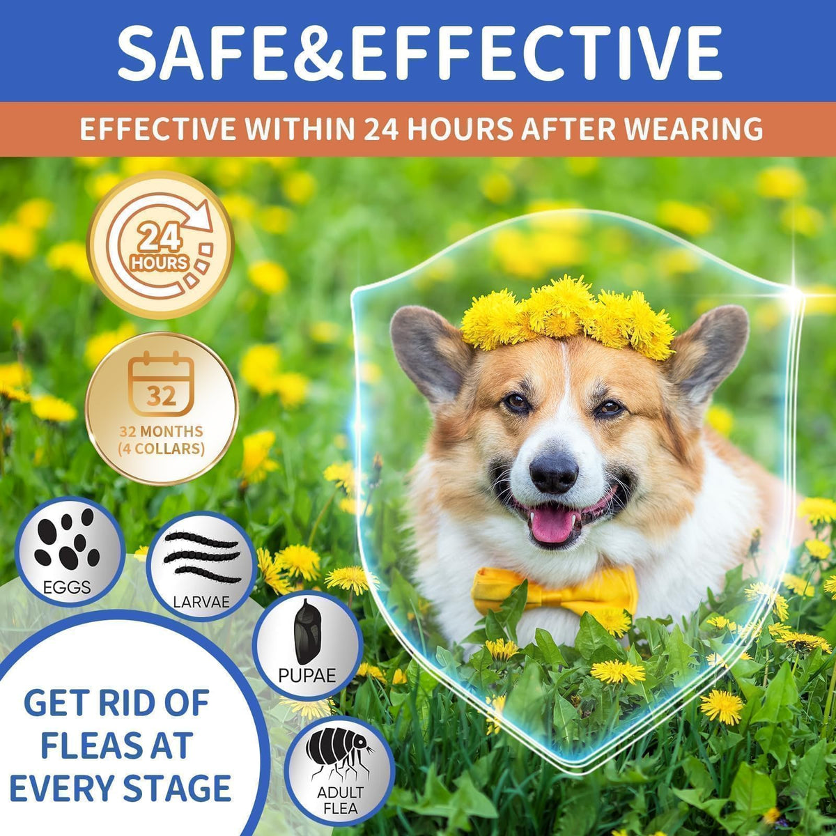 Flea Collar for Dogs 4 Pack U711