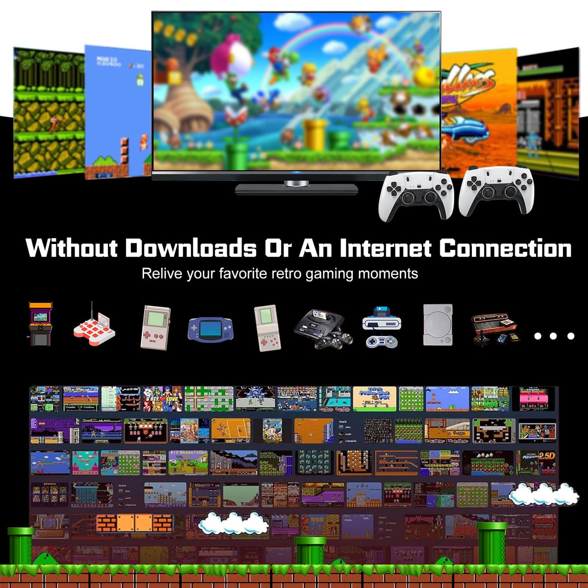 Retro Game Console with 4K HDMI and Wireless Controllers T879