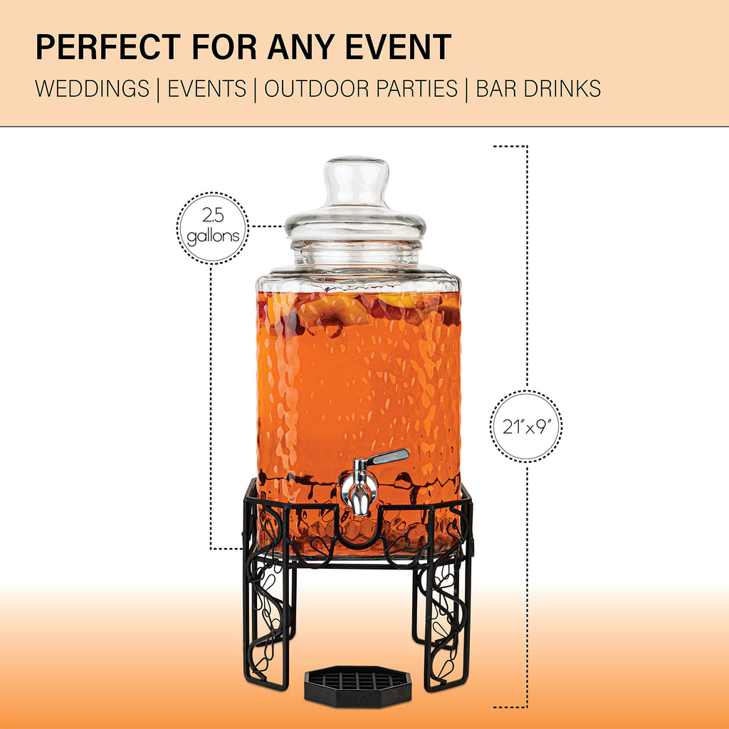 2.5 Gallon Glass Beverage Dispenser with Stainless Steel Spigot B72577