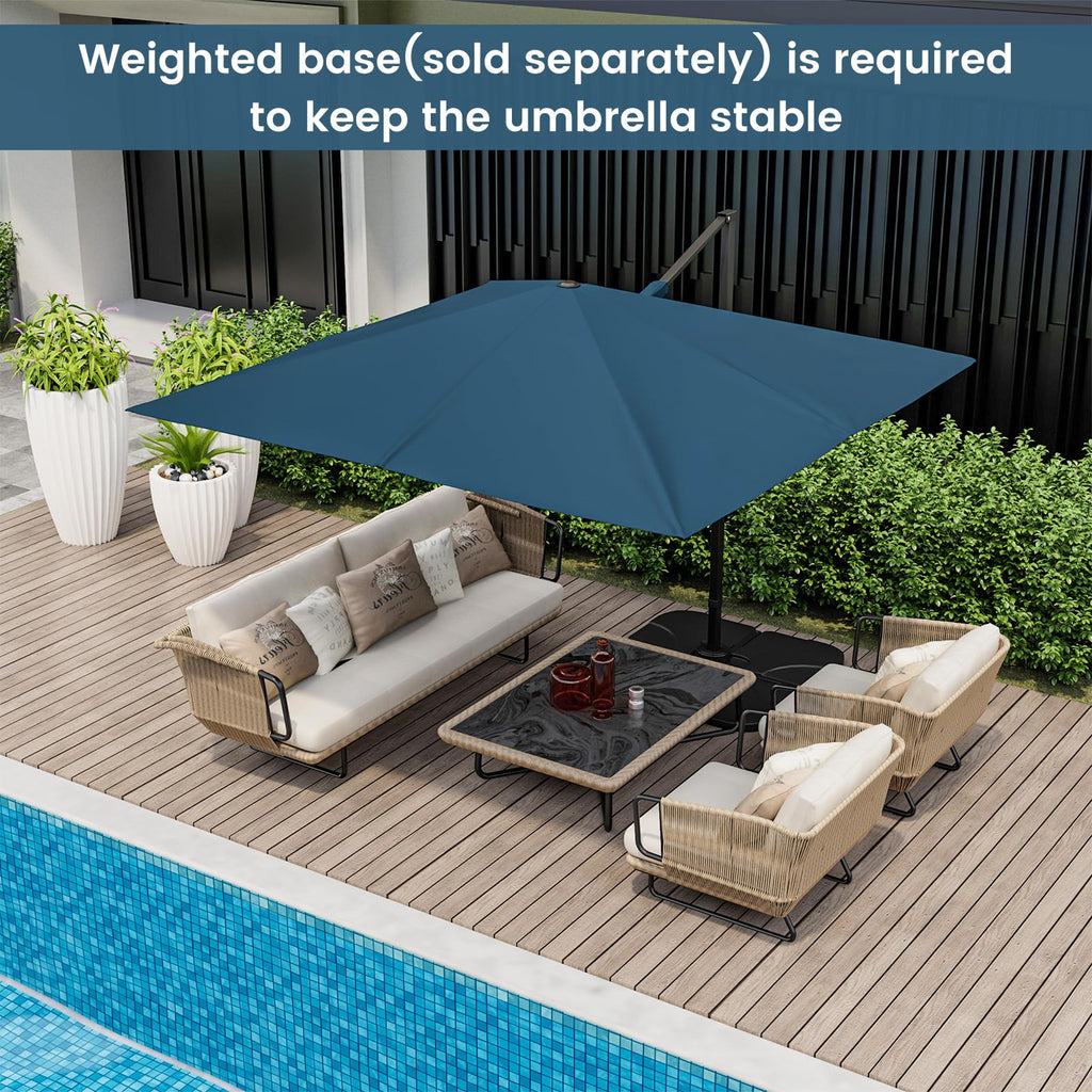 9.5 FT Square Cantilever Patio Umbrella with Cross Base F19416