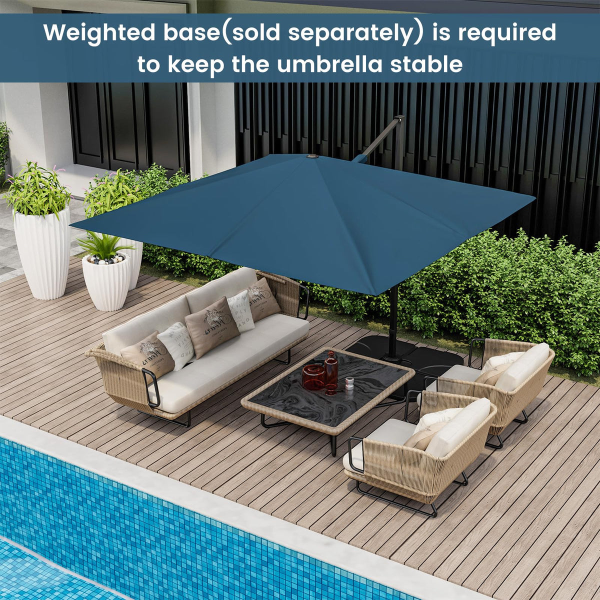 9.5 FT Square Cantilever Patio Umbrella with Cross Base F19416