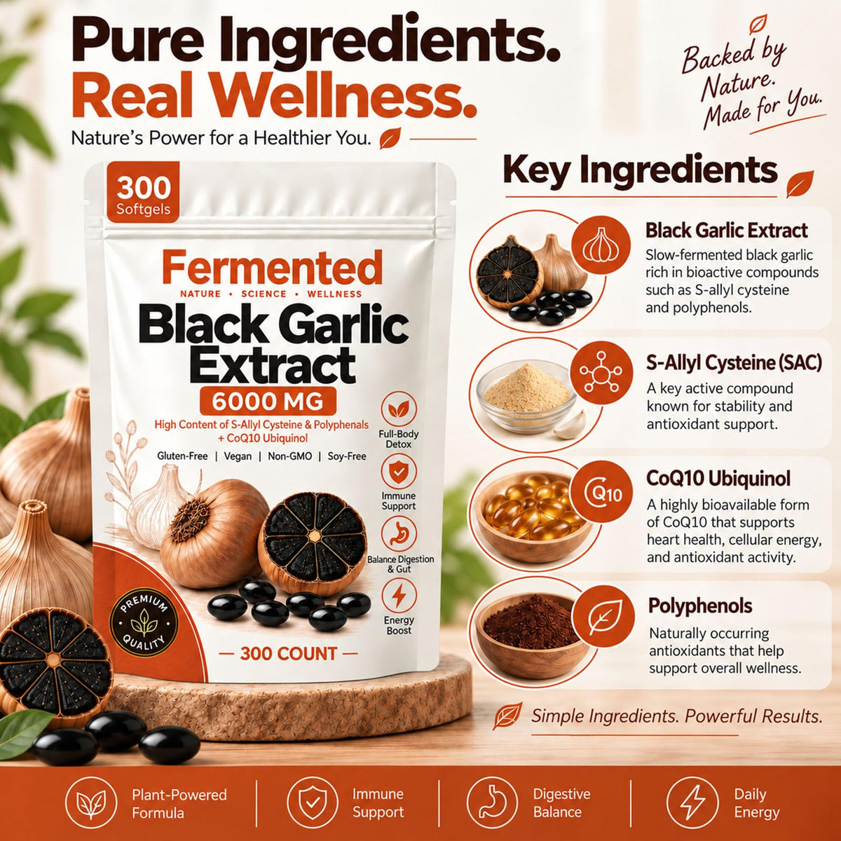 Black Garlic Extract 300 Softgels H820
