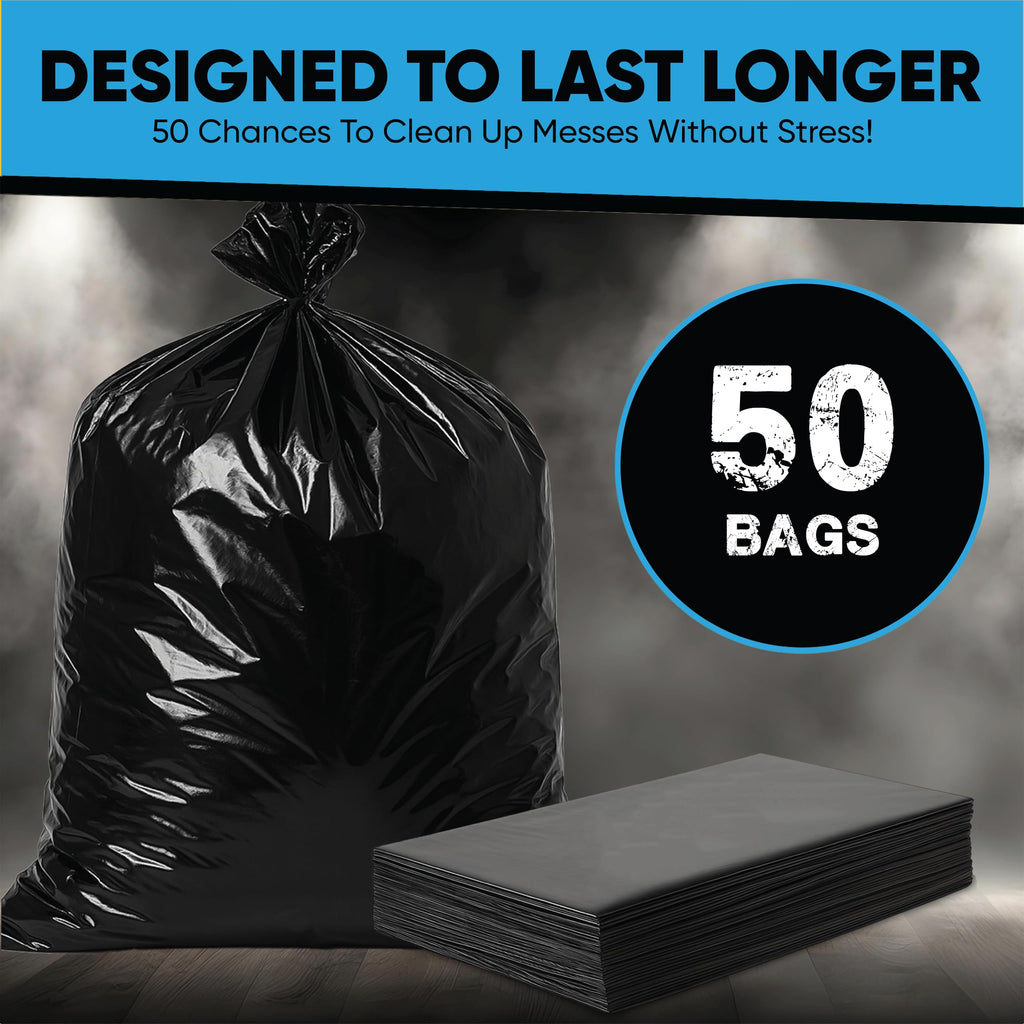 55 Gallon Heavy Duty Trash Bags 50 Count with Ties K719