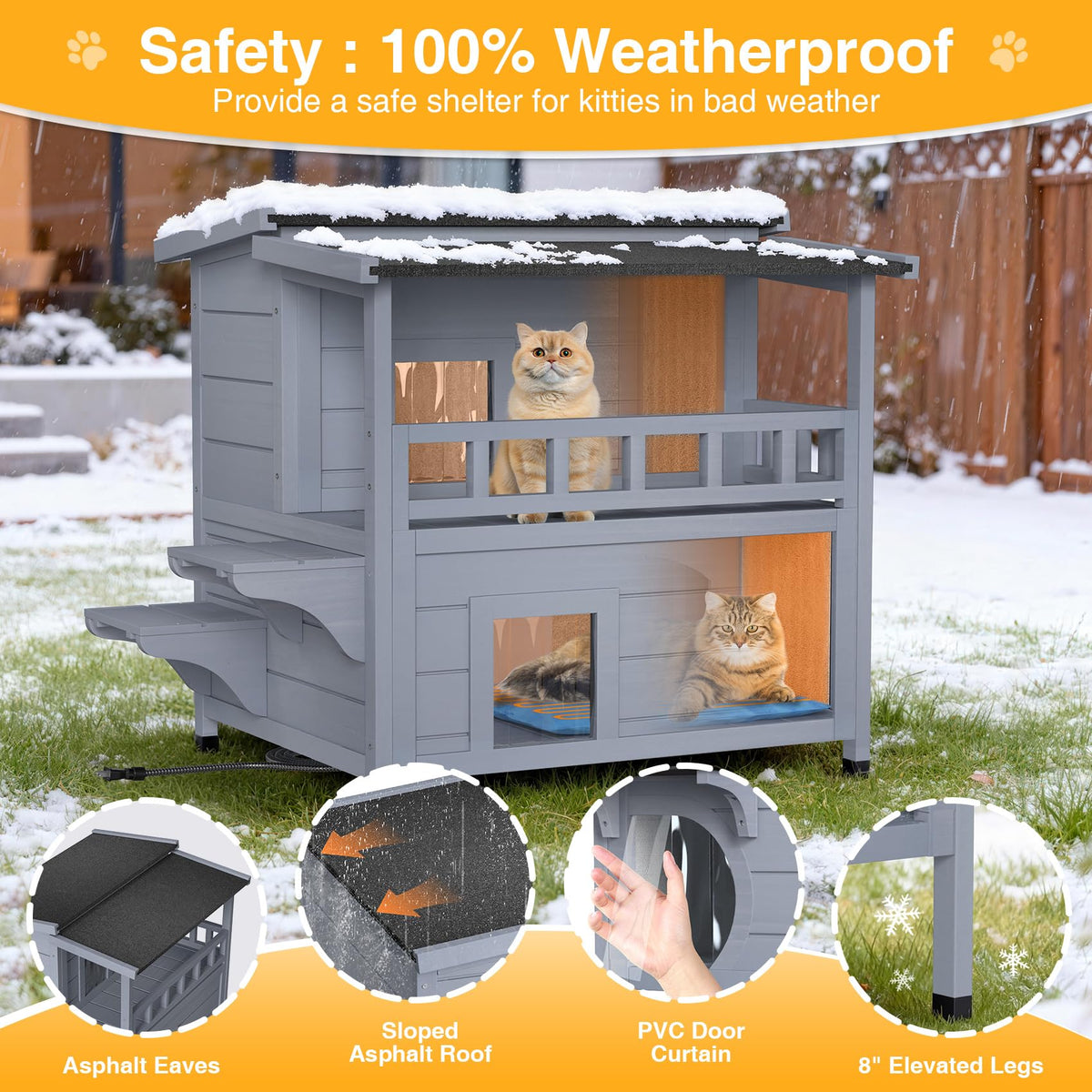 Wooden Heated 2-Story Cat House A186349