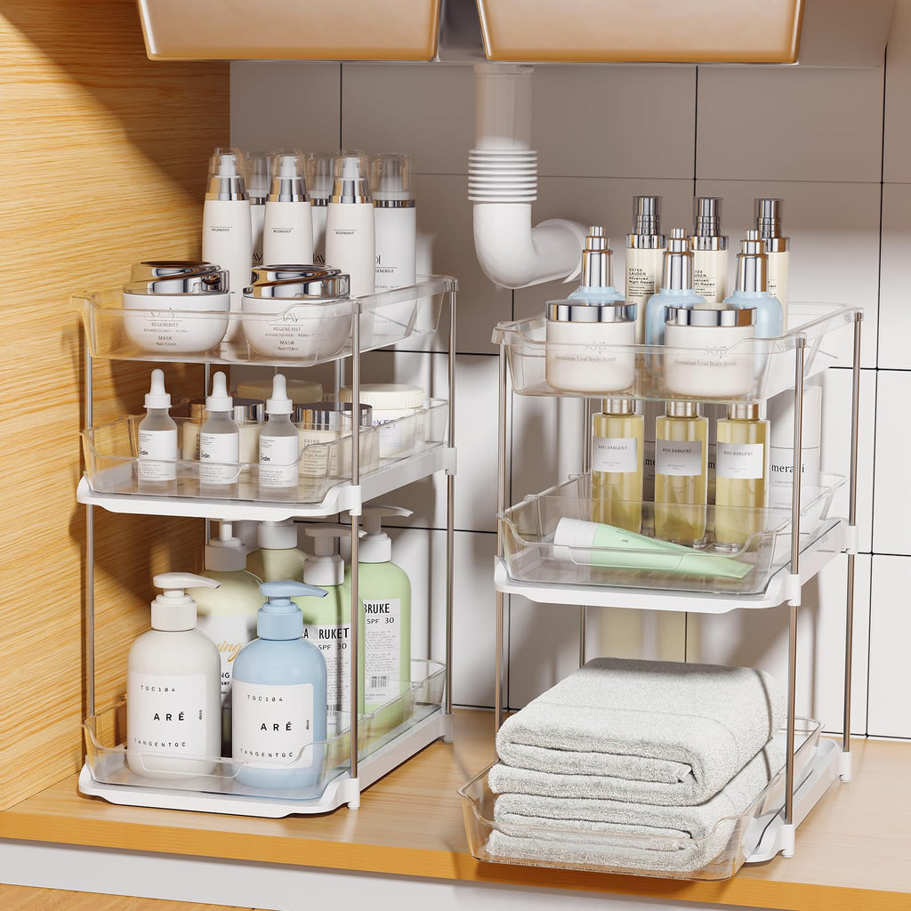 2 Sets of 3-Tier Under Sink Organizers and Storage B1679