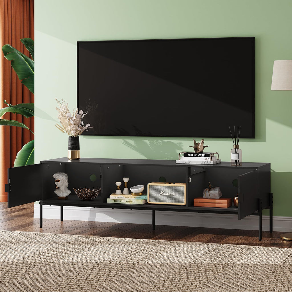 Black TV Stand with Metal Legs D713
