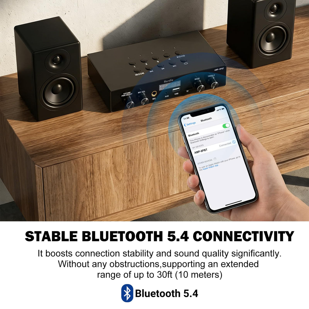 60W 8 Channel Bluetooth Stereo Audio Amplifier Receiver D143