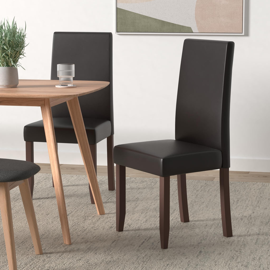 Black Vegan Leather Dining Chairs Set of 2 W7879