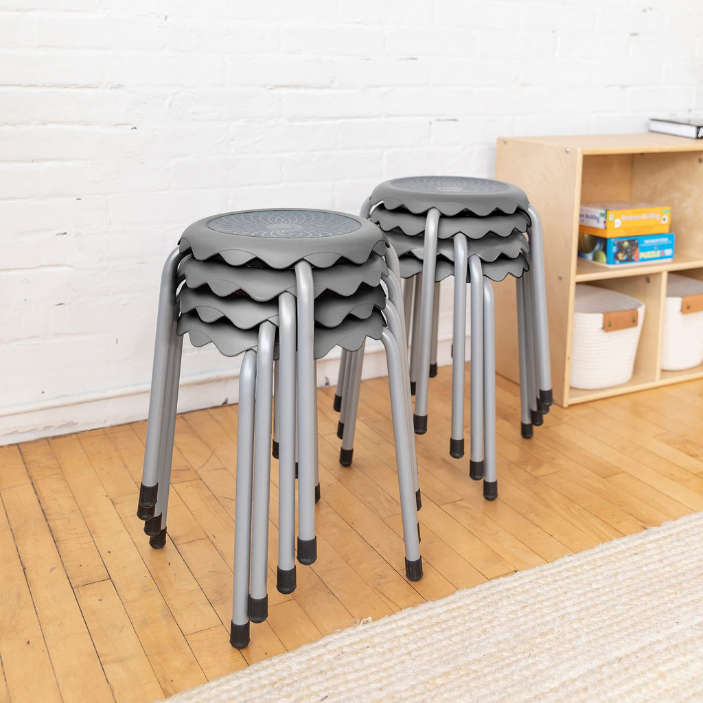 Grey 8-Piece Stackable Stool Seating Set H5582