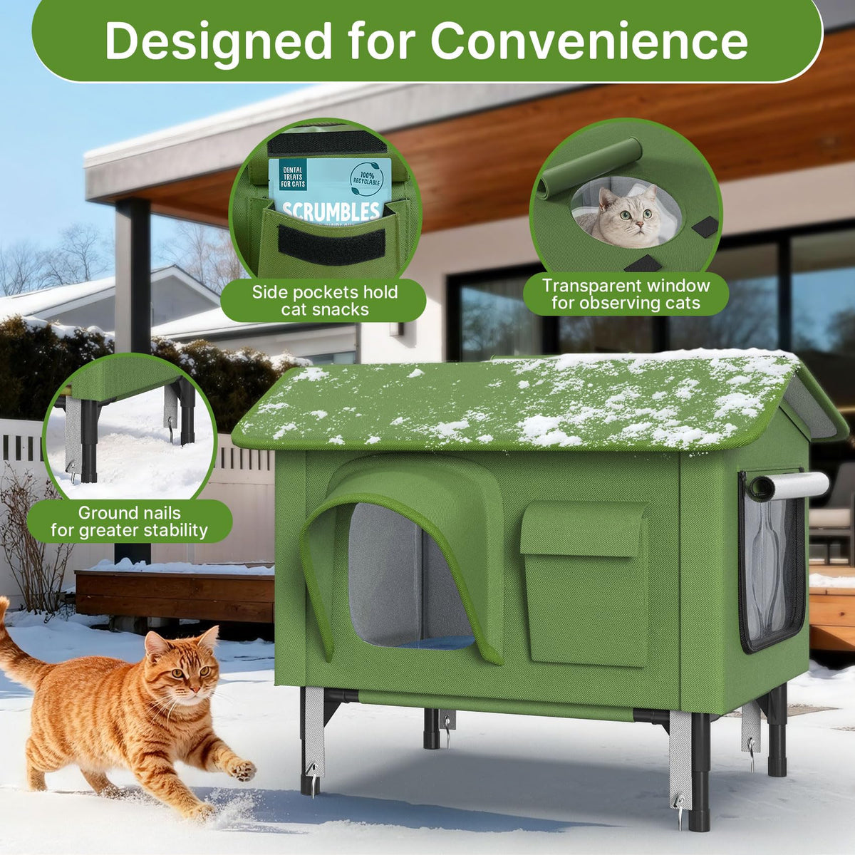 24" Heated Cat House with Escape Door K426545
