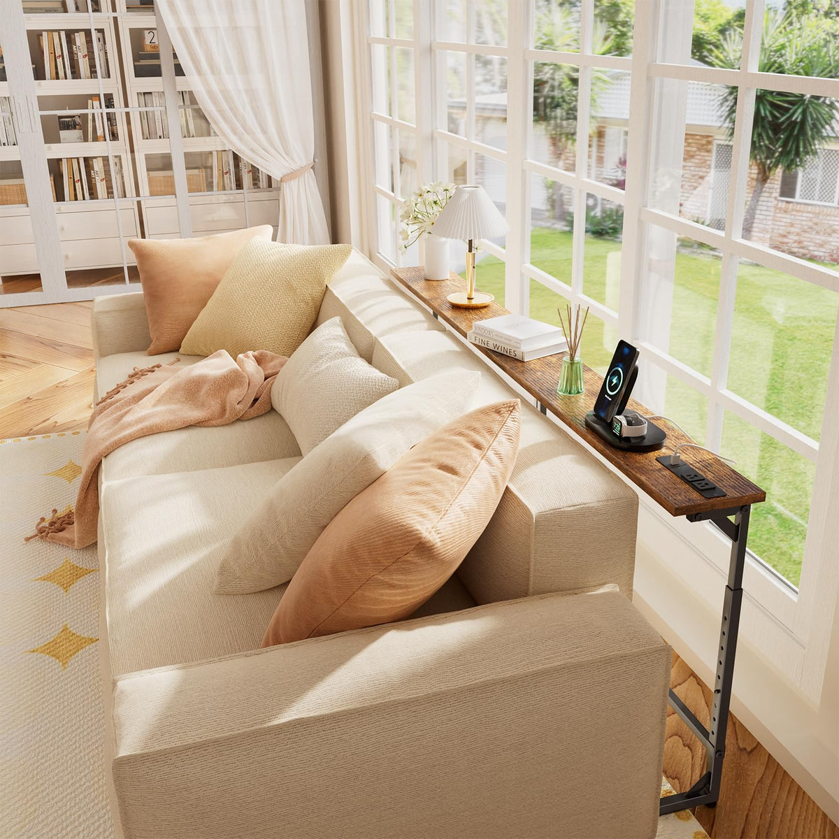 78.75” Narrow Adjustable Console Table with Outlet I655