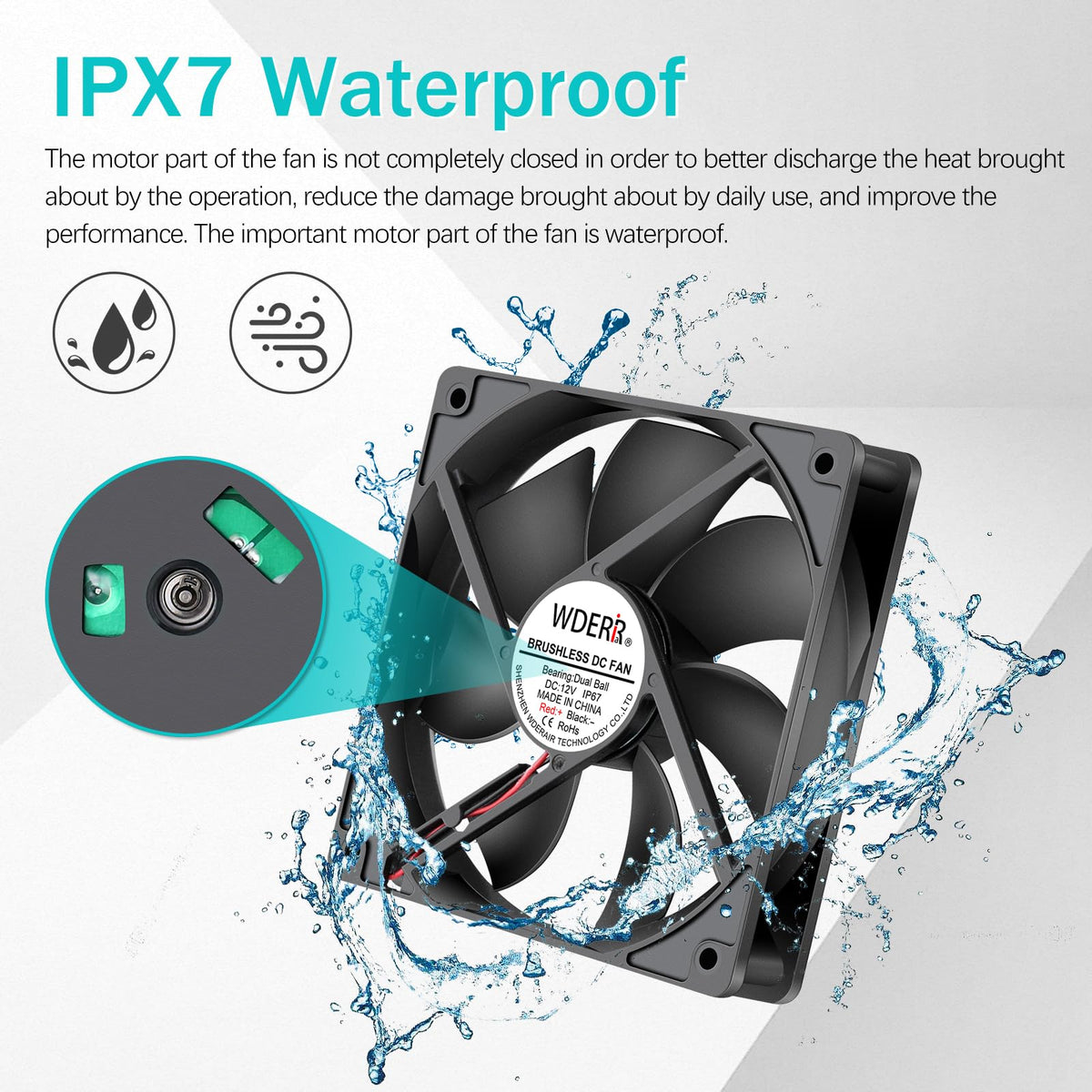 120mm x 25mm IP67 Waterproof Cooling Fan H588102