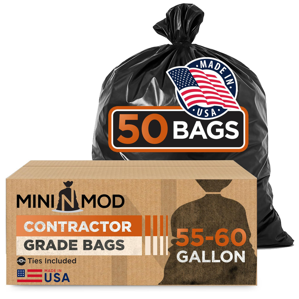 55 Gallon Heavy Duty Trash Bags 50 Count with Ties K719