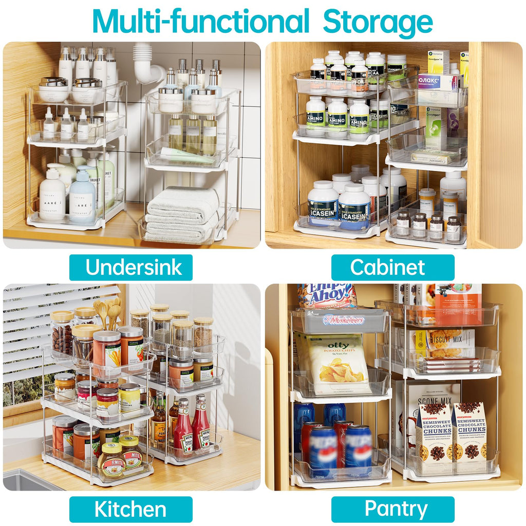 2 Sets of 3-Tier Under Sink Organizers and Storage B1679