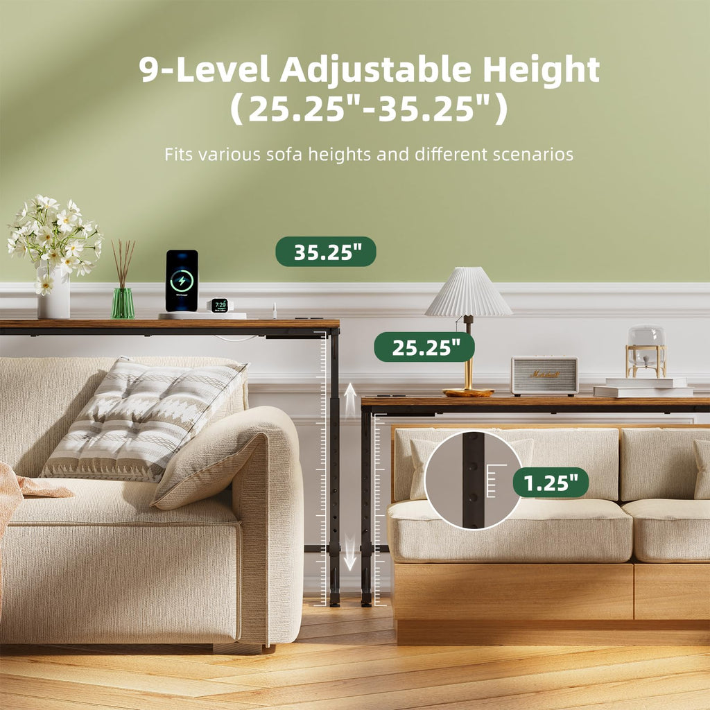 78.75” Narrow Adjustable Console Table with Outlet I655