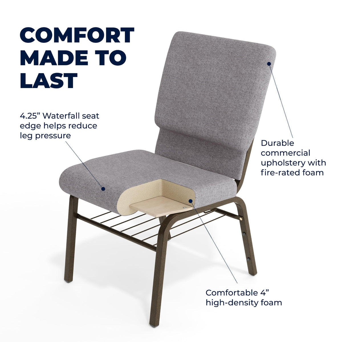 Gray Fabric Church Chair Z7634