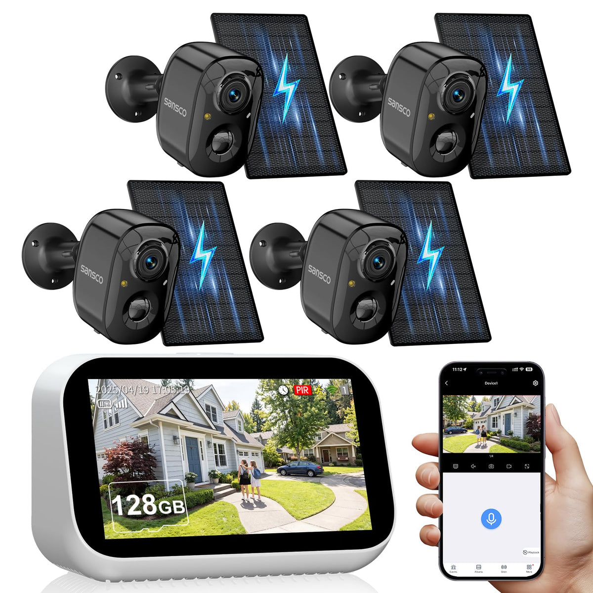 4 Cam Wireless Solar Security Camera System Q209