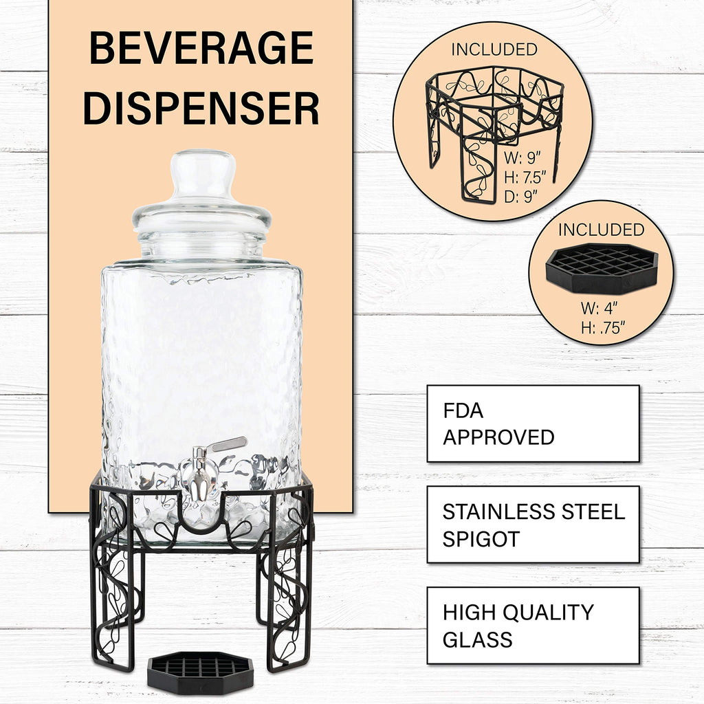 2.5 Gallon Glass Beverage Dispenser with Stainless Steel Spigot B72577