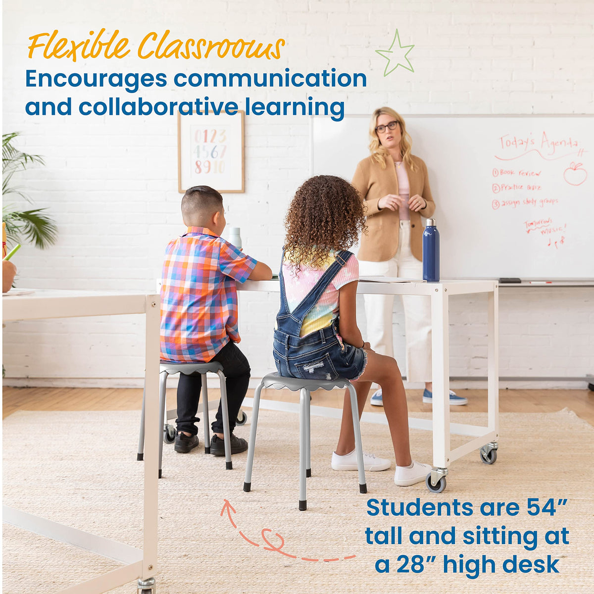 Grey 8-Piece Stackable Stool Seating Set H5582