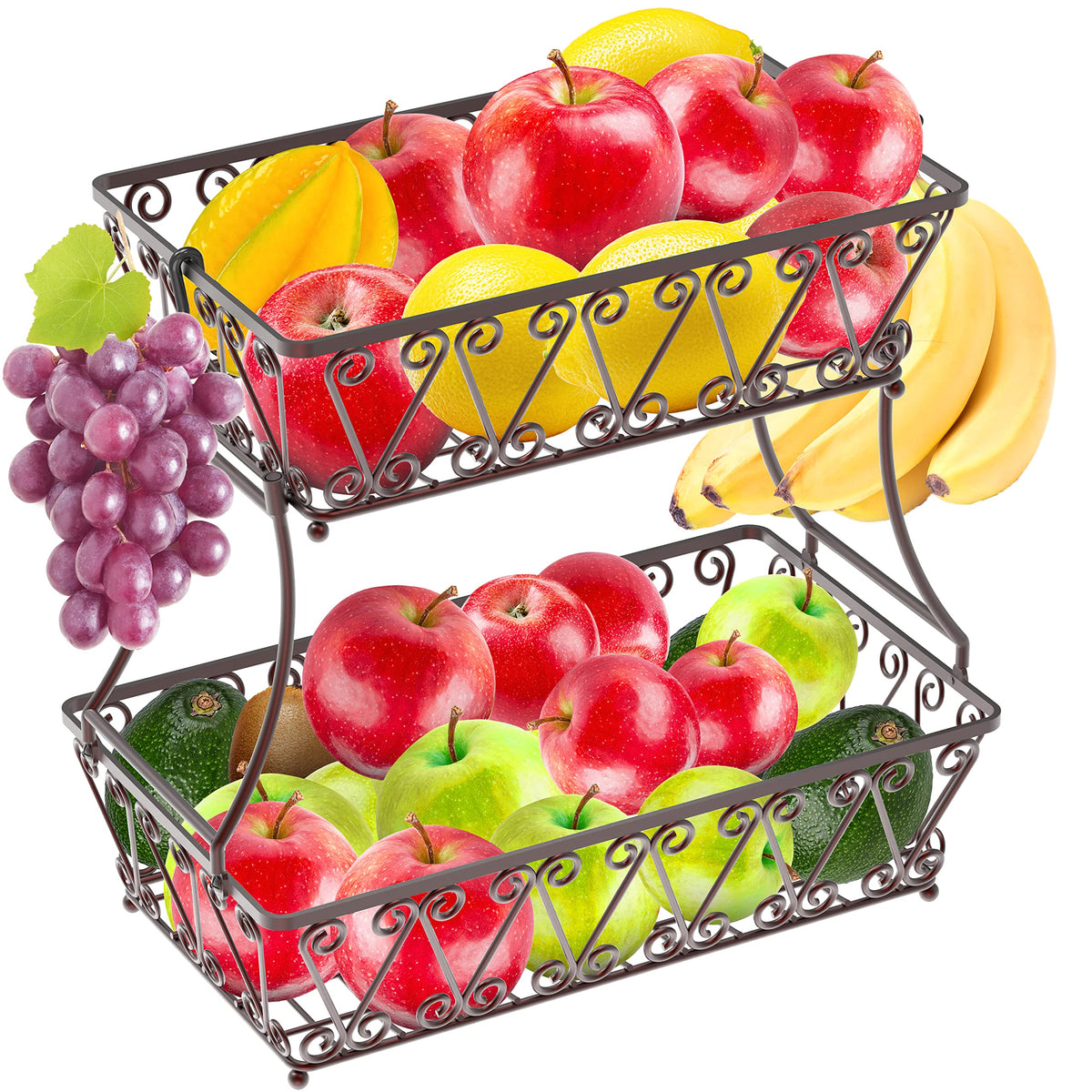 2-Tier Countertop Fruit Basket Bowl Storage L38569