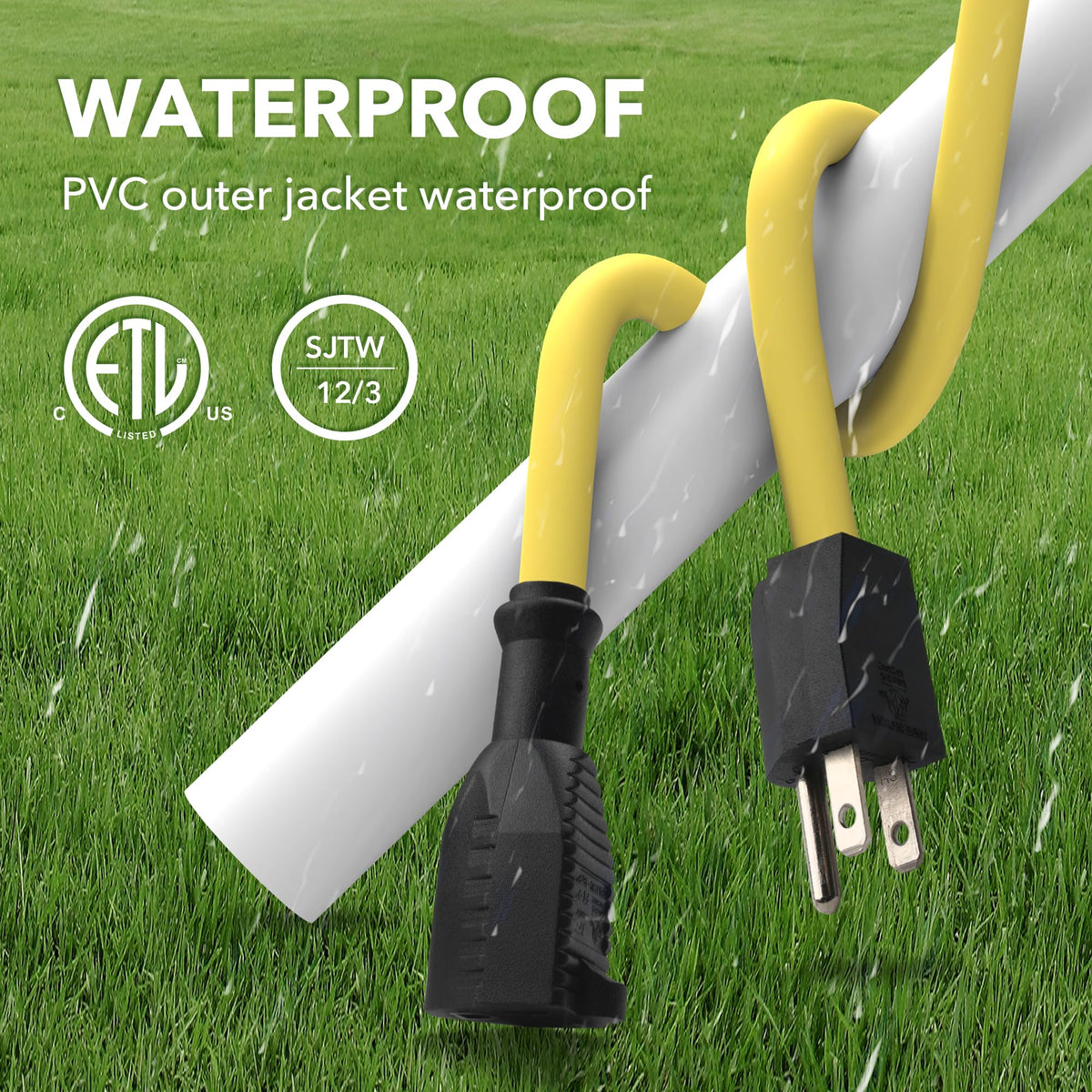 3ft 12/3 SJTW Heavy Duty Outdoor Extension Cord V1087