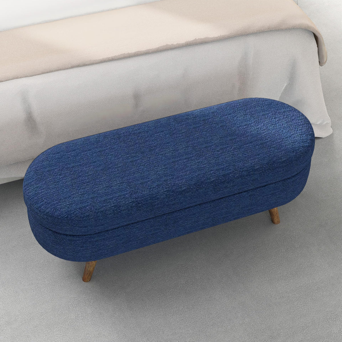 Oval Storage Bench with Rubber Wood Legs Z77234
